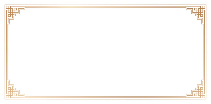 Chinese frame decorative corner golden colors isolated white backgrounds design frame for your text or image, borders divider, labels, certificate completion template elements, photo framed minimalist