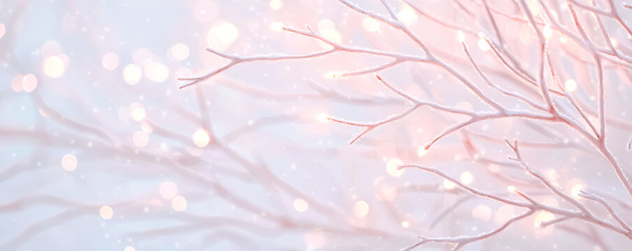 Delicate branches adorned with soft glowing lights, creating a serene and dreamy atmosphere.