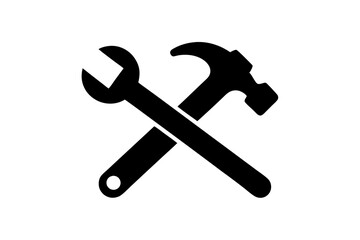 Wrench and Hammer Crossed icon | isolated vector illustration on white background