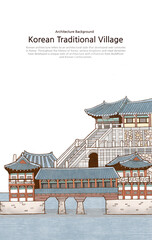 Korean Traditional Architecture Village Background 
