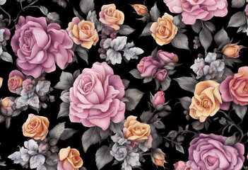 style abstract botanical surface beauty floral bouquet flowers vintage graphic roses backgrounds background decoration templates modern pattern repeating ornament design colours spring pink beautiful