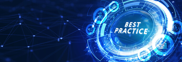 Obraz premium Business, Technology, Internet and network concept. BEST PRACTICE successful business concept. 3d illustration