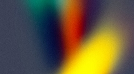 Retro glowing color flow grainy backdrop design. Abstract orange red blue green color noisy gradient, wave shaped colors, bright, shine, noise texture effect, vanner or poster.