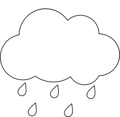 Outline rain and cloud isolated on white background,line art rain and cloud illustration,raindrop lineart design vector with cloud