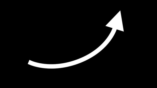 white arrow rising animation.on black background,business growth arrow and graph chart.