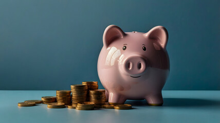 piggy bank and money