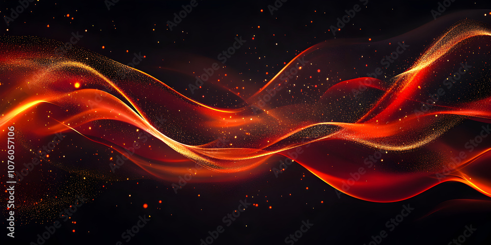 Poster abstract red wave: a mesmerizing abstract background with a dynamic red wave, shimmering with golden