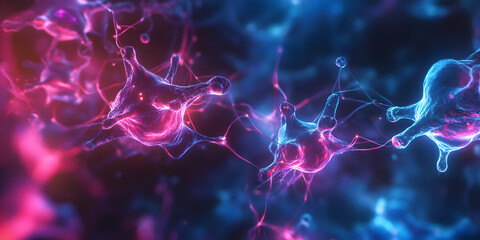 Abstract Neon Liquid:  Dynamic, vibrant swirls of pink and blue liquid create an otherworldly, abstract scene. Perfect for backgrounds, tech, or futuristic designs.