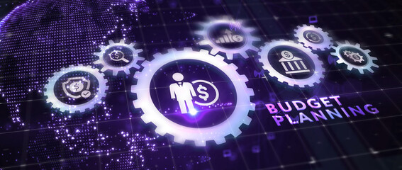 Budget planning business finance concept on virtual screen interface. Business, technology concept. 3d illustration