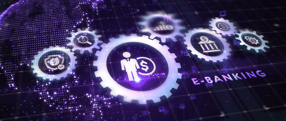 Online banking concept. E-Banking. Business, Technology, Internet and network concept. 3d illustration