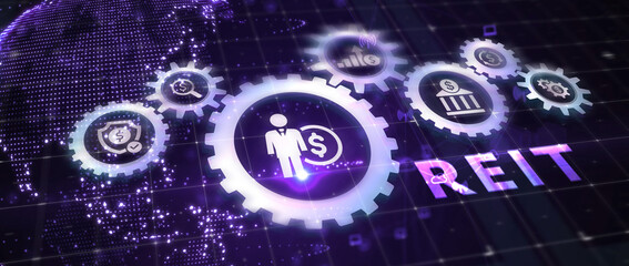 REIT Real estate investment fund ETF Financial stock market. 3d illustration