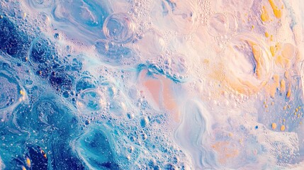 Naklejka premium Dreamy pastel soap bubbles create an abstract and textured background.