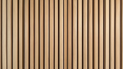 Obraz premium Wooden wall background with vertical slats, texture of natural wood paneling for interior design or backdrop. Wooden paneling wall. 