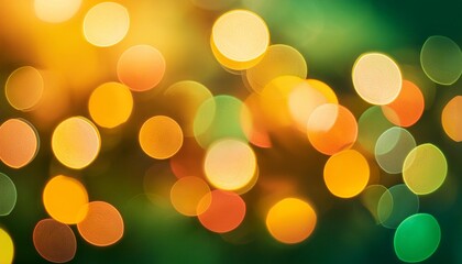 Obraz premium Green background with warm and cool-toned bokeh lights, forming a festive, abstract design