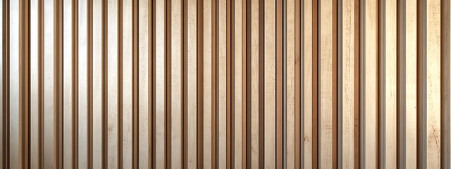 Obraz premium Wooden wall background with vertical slats, texture of natural wood paneling for interior design or backdrop. Wooden paneling wall. 