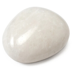 A smooth, polished white stone, isolated on a transparent background