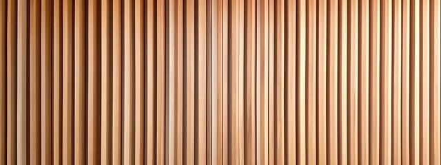 Obraz premium Wooden wall background with vertical slats, texture of natural wood paneling for interior design or backdrop. Wooden paneling wall. 