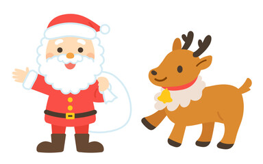 サンタクロースとトナカイのイラスト