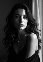 Striking Black and White Portrait of Beautiful Lebanese Woman