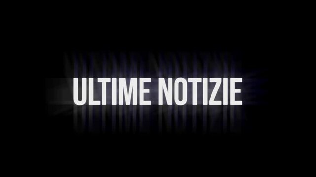 A Breaking News text headline in Italian, Ultime Notizie, over black background. Classic retro style.