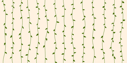 Green leaf vector pattern, seamless botanical print, vine background, endless repeating tile.