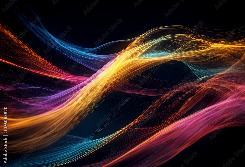 Wall mural illumination shape design effect background olated digital dynamic flowing swirl speed yellow flow m