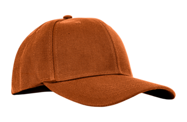 Brown baseball cap isolated on transparent background, ideal for fashion, branding, and design mockups.	