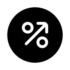 percentage increase icon with glyph style, perfect for user interface projects