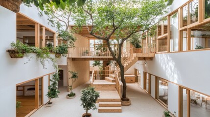 Fototapeta premium In the center of an indoor courtyard