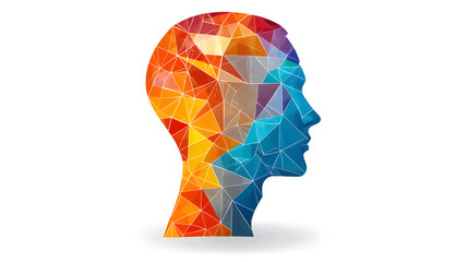Colorful geometric human head silhouette.