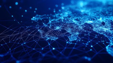Abstract blue digital network connection.