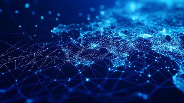 Abstract blue digital network connection.