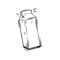 Illustration of a classic milk carton in a simple design, showcasing its rectangular shape and distinct lid structure