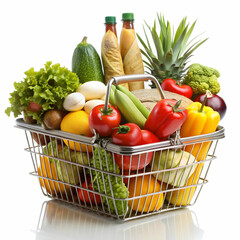 An empty market basket isolated on a white background.