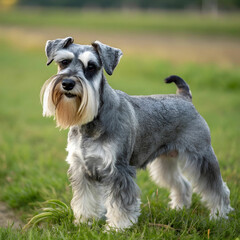 The Miniature Schnauzer is a small, spirited dog known for its distinctive beard, alertness.