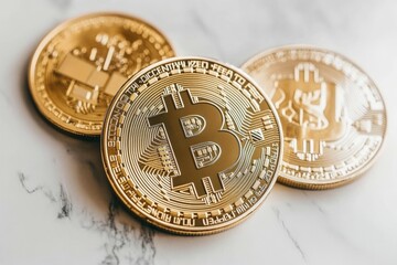 Digital Currency Coins on White Background