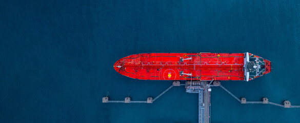 Oil tanker ship at industrial oil and gas depot terminal port, Business logistic oil and gas by...