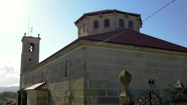 Wide view of Santa Mar&iacute;a de Parada de Outeiro church in Vilar de Santos, Ourense, Spain