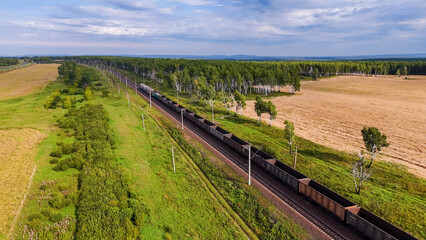 freight train in Siberia on the Baikal-Amur mainline