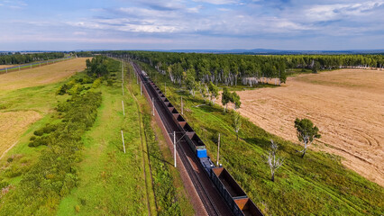 freight train in Siberia on the Baikal-Amur mainline