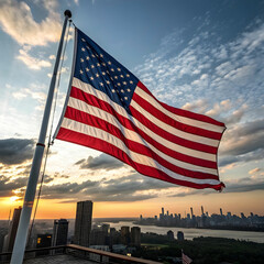 Naklejka premium The United States flag, known as the Stars and Stripes, features 13 stripes and 50 stars.