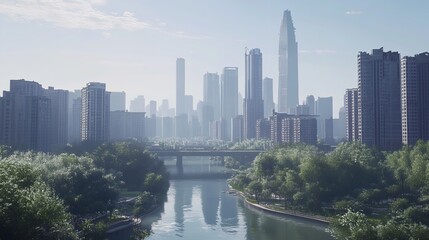 Fototapeta premium Guangzhou city skyline, 8K photorealistic, ultra photorealistic