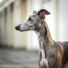 The Whippet is a sleek, athletic dog known for its speed, gentle nature, and affectionate personality.