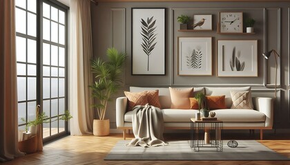 Elegant Minimalist Living Room With Modern Decor And Natural Light. generator AI