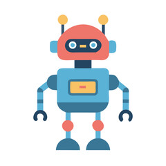 Cute robot icon with antennas and claws, Vector illustration of a friendly robot featuring antennas, round eyes, and claw hands, symbolizing technology, AI, and futuristic design.
