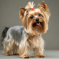 The Yorkshire Terrier, or Yorkie, is a small, energetic dog known for its silky coat.