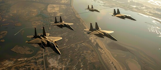 F-15 Eagle Fighter Jets in Formation