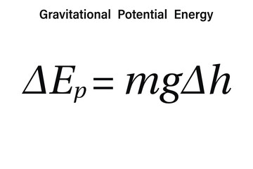 Gravitational Potential Energy Formula on the white background. Education.  School. Formula. Vector illustration.