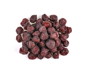 Green plums dried  isolated on a white background. Top view