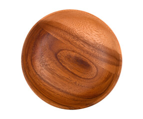 Empty Wooden Bowl, isolated, top view